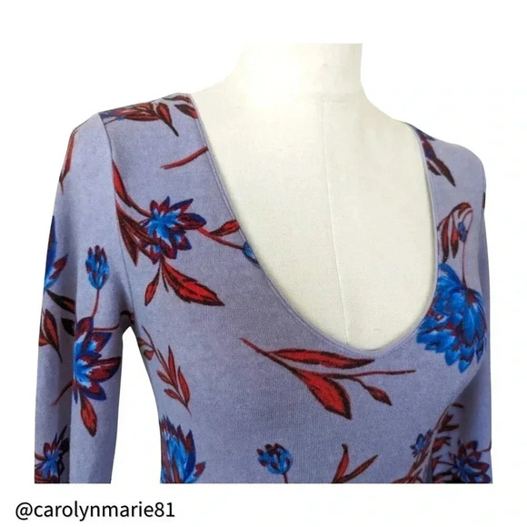 KIMCHI BLUE Flare Sleeve Fit & Flare Dress Size S Floral V-Neck Stretch - Picture 3 of 8